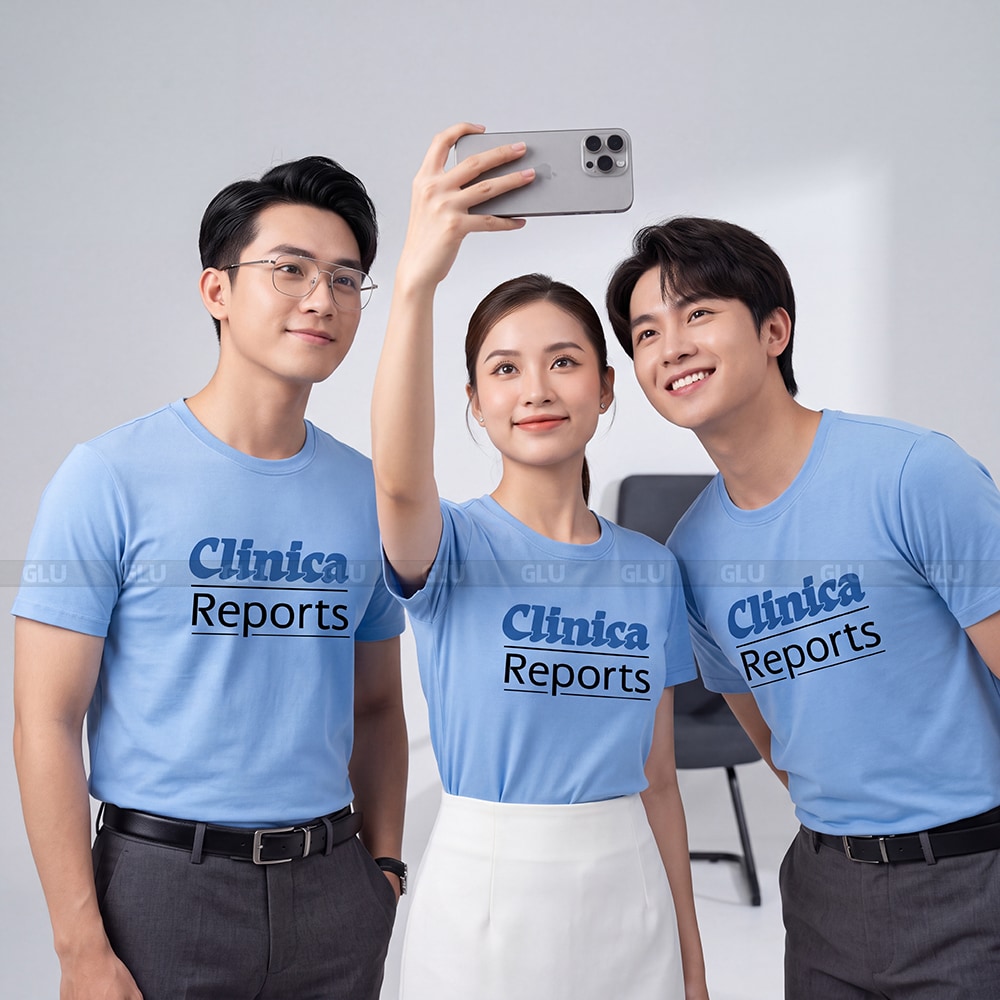 Áo cổ tròn đồng phục may sẵn màu xanh dương giá xưởng 6