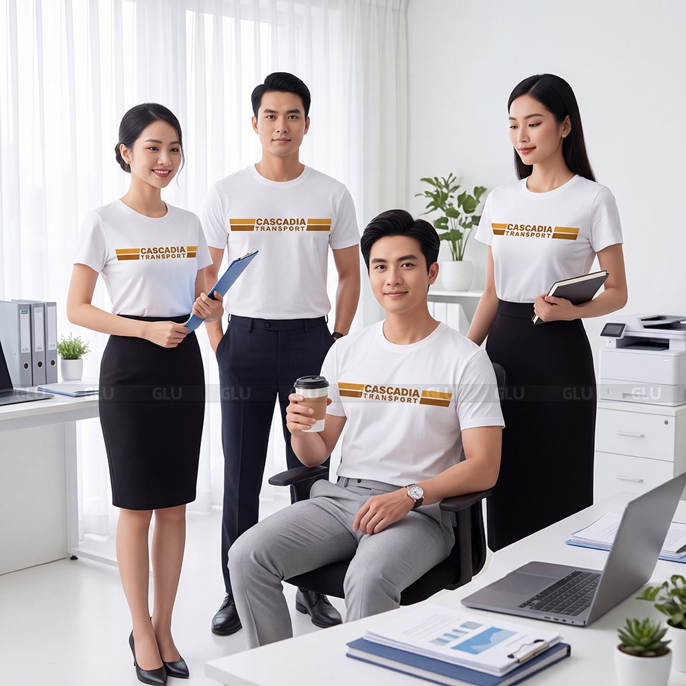 Áo thun cổ tròn may sẵn màu trắng 8