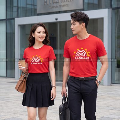 Áo cổ tròn đồng phục may sẵn màu đỏ cá tính 5