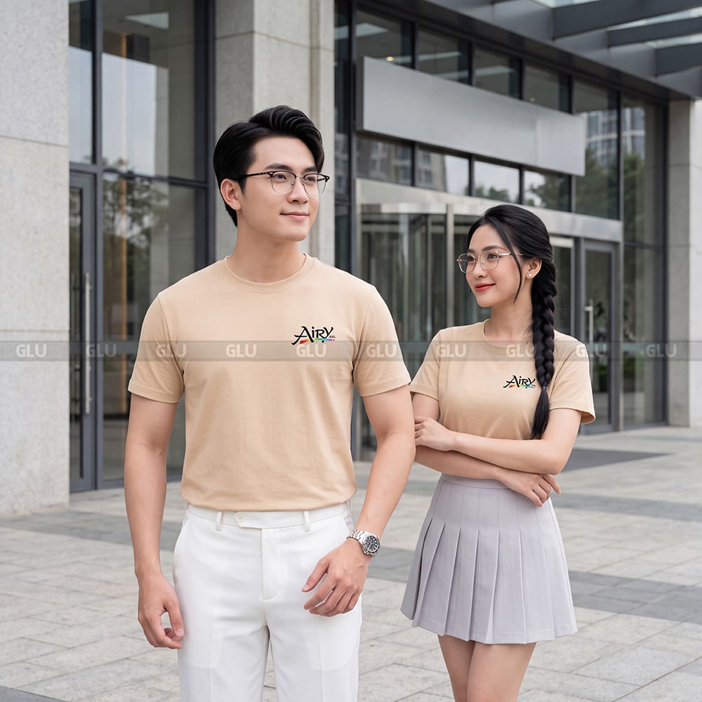 Áo cổ tròn may sẵn dáng suông thoải mái màu be 4