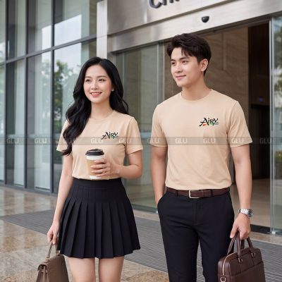 Áo cổ tròn may sẵn dáng suông thoải mái màu be 5