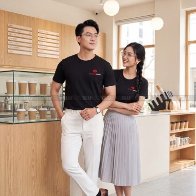 Áo cổ tròn may sẵn màu đen vải Sufa 6