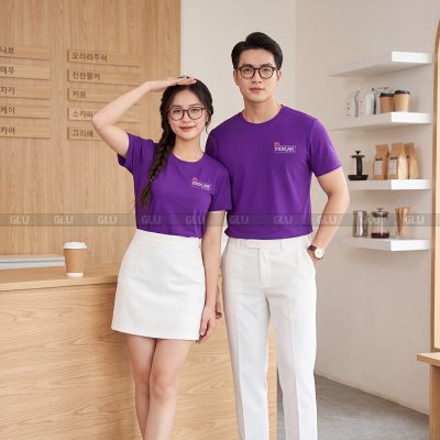 Áo cổ tròn may sẵn màu tím nổi bật 2
