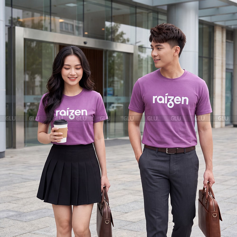 Áo cổ tròn may sẵn màu tím xưởng trực tiếp may sỉ 5