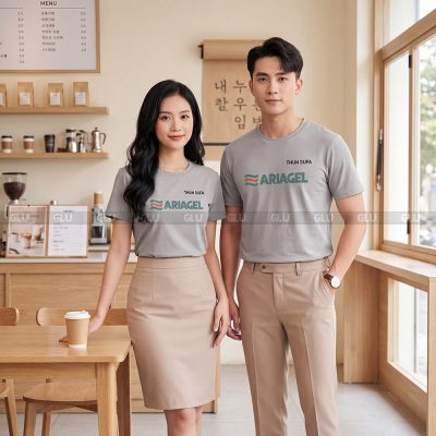 Áo cổ tròn may sẵn màu xám cao cấp vải Sufa 1