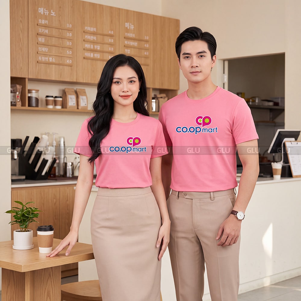 Áo cổ tròn may sẵn vải Sufa bền đẹp màu hồng 1
