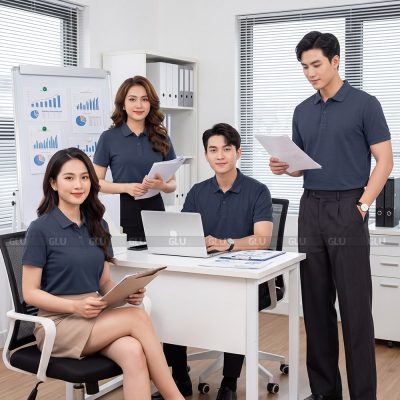 Áo đồng phục may sẵn màu xám đậm hiện đại 1
