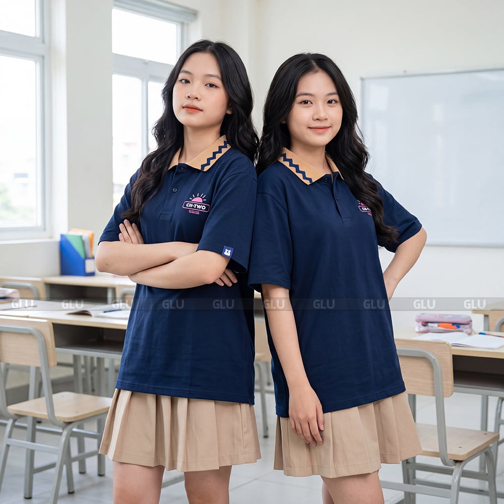 Áo lớp cute màu xanh navy dành cho tập thể 2