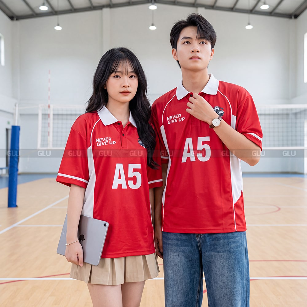 Áo lớp polo A5 màu đỏ đẹp thiết kế theo yêu cầu 3