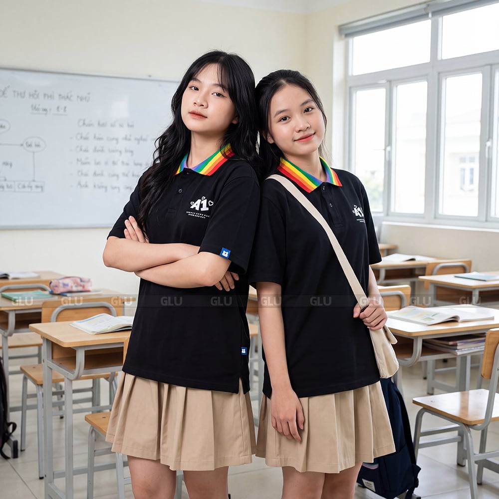 Áo lớp rẻ màu đen in tên lớp A1 2