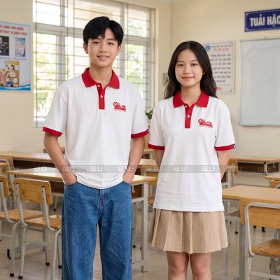 Áo lớp xinh màu trắng phối đỏ năng động 10
