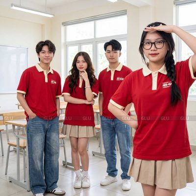 Áo phông đồng phục lớp đẹp màu đỏ nổi bật 8
