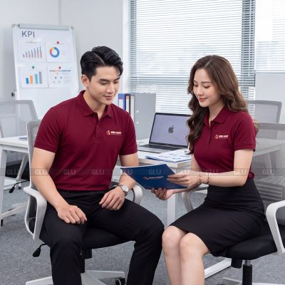Áo polo công ty may sẵn màu đỏ đô số lượng lớn 4