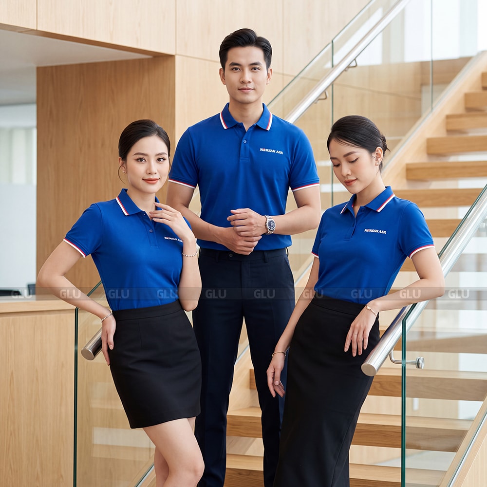Áo polo doanh nghiệp may sẵn màu xanh đẹp 3