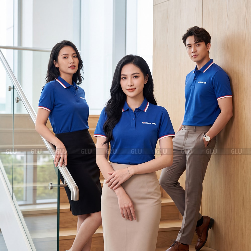 Áo polo doanh nghiệp may sẵn màu xanh đẹp 4