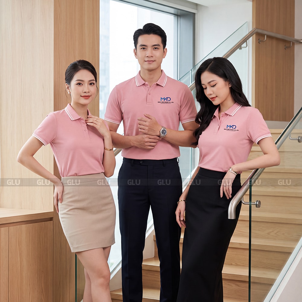 Áo polo đồng phục cao cấp may sẵn màu hồng đất PLS04040 4