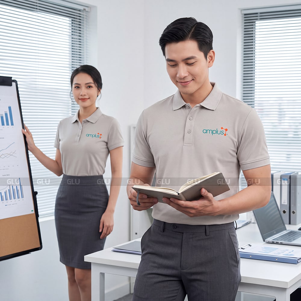 Áo polo đồng phục học sinh may sẵn màu xám bền đẹp 2
