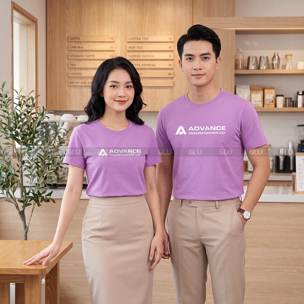 Áo thun cổ tròn may sẵn chất vải Sufa màu tím pastel 1