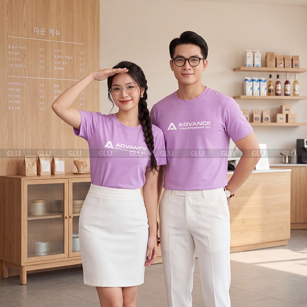 Áo thun cổ tròn may sẵn chất vải Sufa màu tím pastel 3