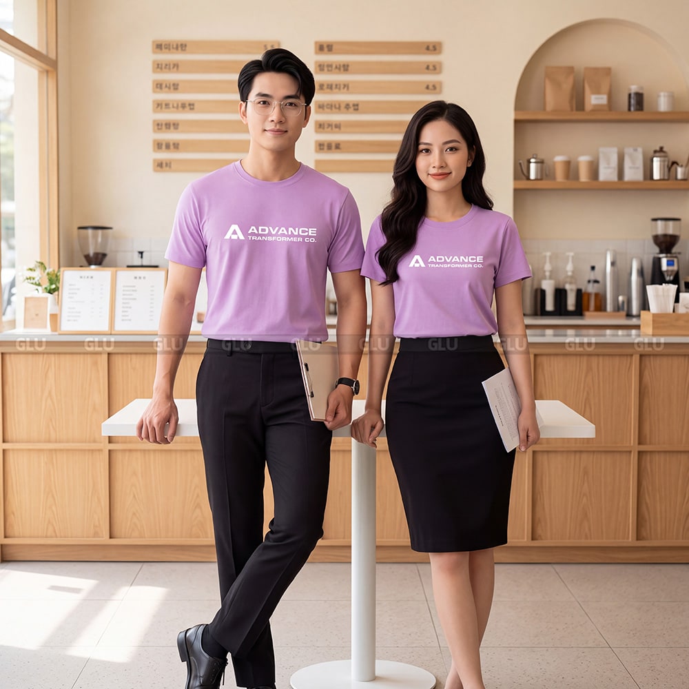 Áo thun cổ tròn may sẵn chất vải Sufa màu tím pastel 4
