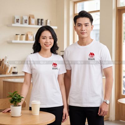 Áo thun cổ tròn may sẵn dáng suông thoải mái màu trắng 1