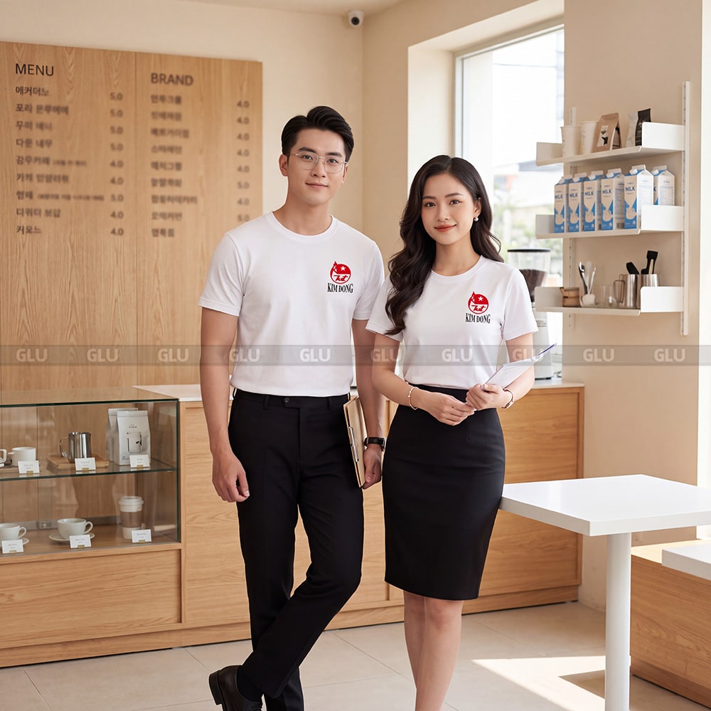 Áo thun cổ tròn may sẵn dáng suông thoải mái màu trắng 4