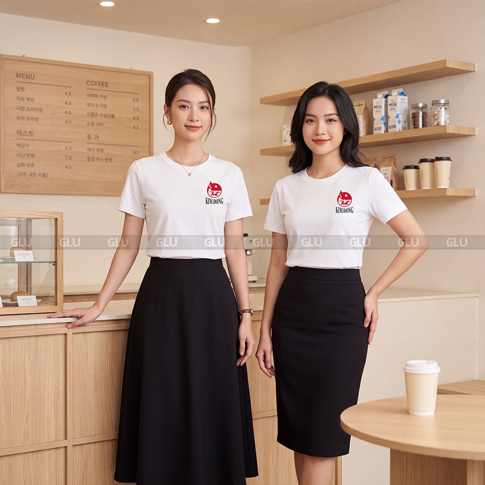 Áo thun cổ tròn may sẵn dáng suông thoải mái màu trắng 5