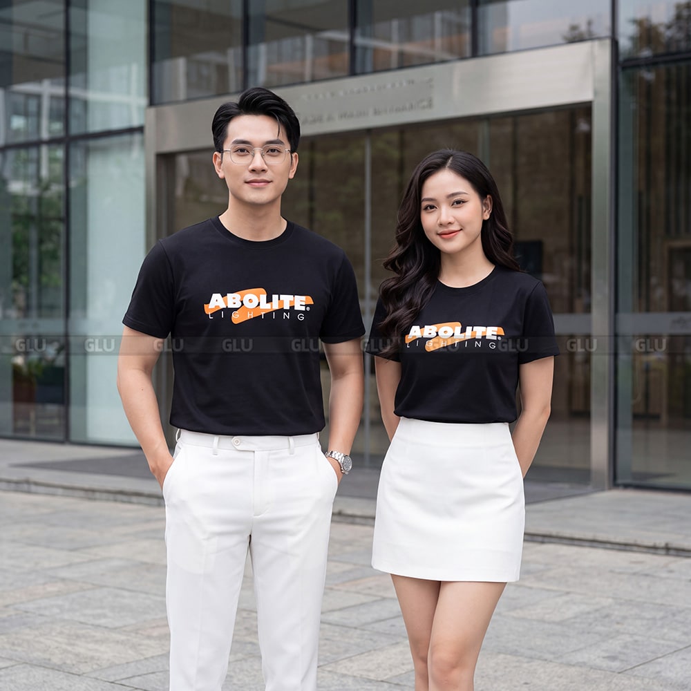 Áo thun cổ tròn may sẵn màu đen sang trọng 2
