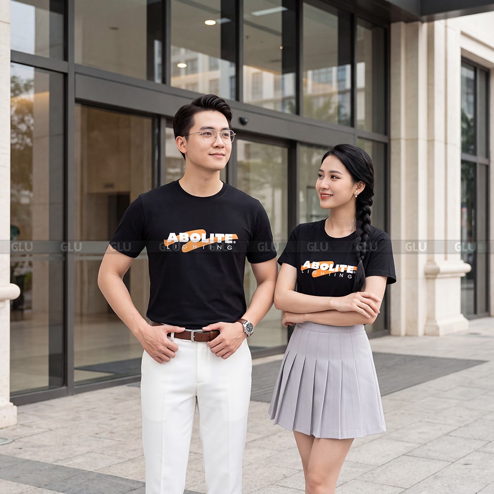 Áo thun cổ tròn may sẵn màu đen sang trọng 4