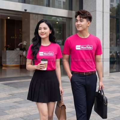 Áo thun cổ tròn may sẵn màu hồng nổi bật CT02022 5