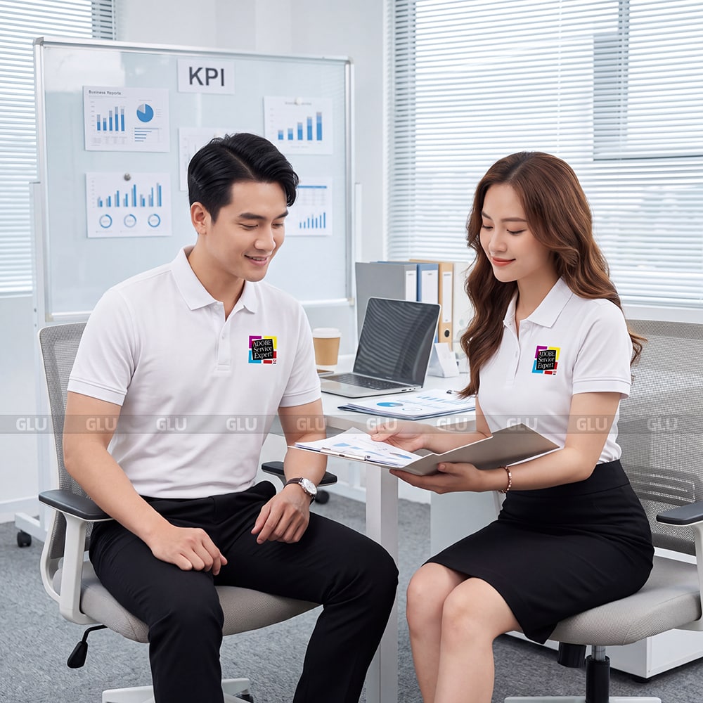 Áo thun đồng phục có cổ may sẵn màu trắng PLS01010 4