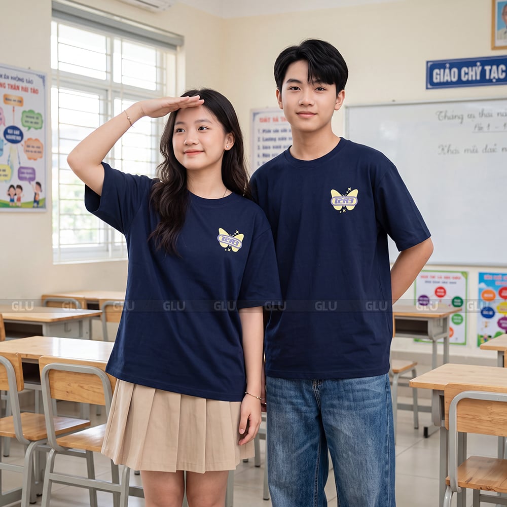 Áo thun đồng phục lớp màu xanh navy trẻ trung 8