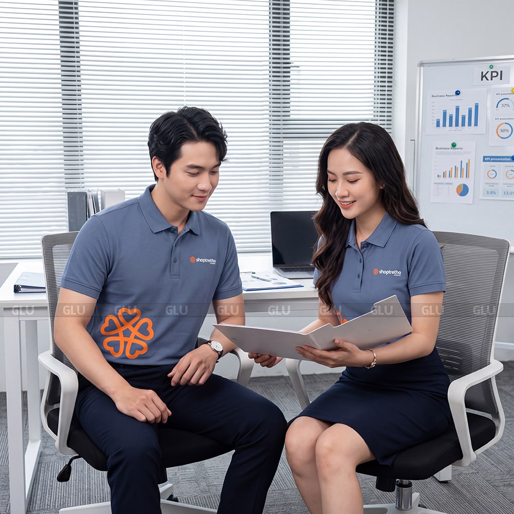 Áo thun đồng phục polo công ty đẹp may sẵn form nam nữ 4