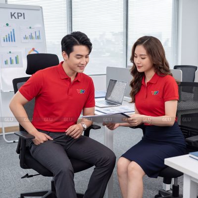 Áo thun polo cổ trụ đồng phục may sẵn màu đỏ lịch sự 2