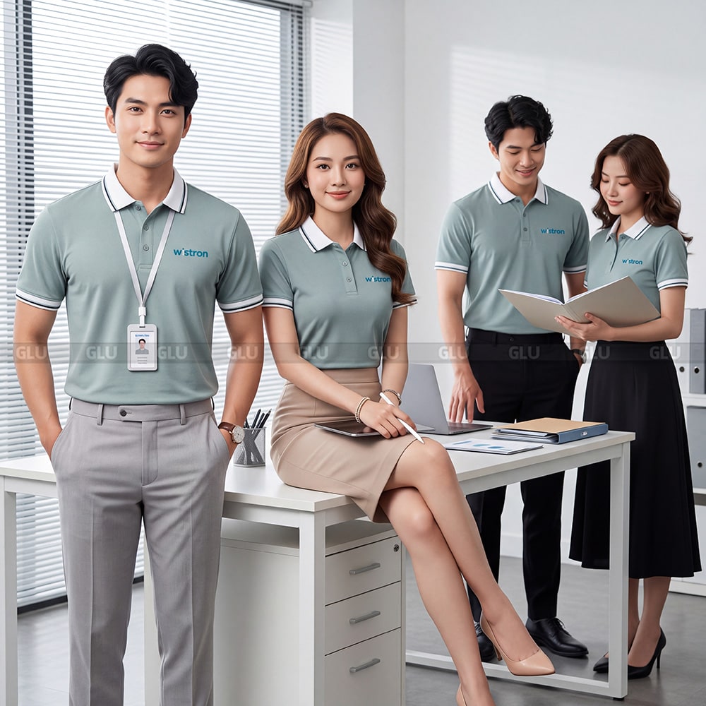 Áo thun polo đồng phục may sẵn chất vải mát 2