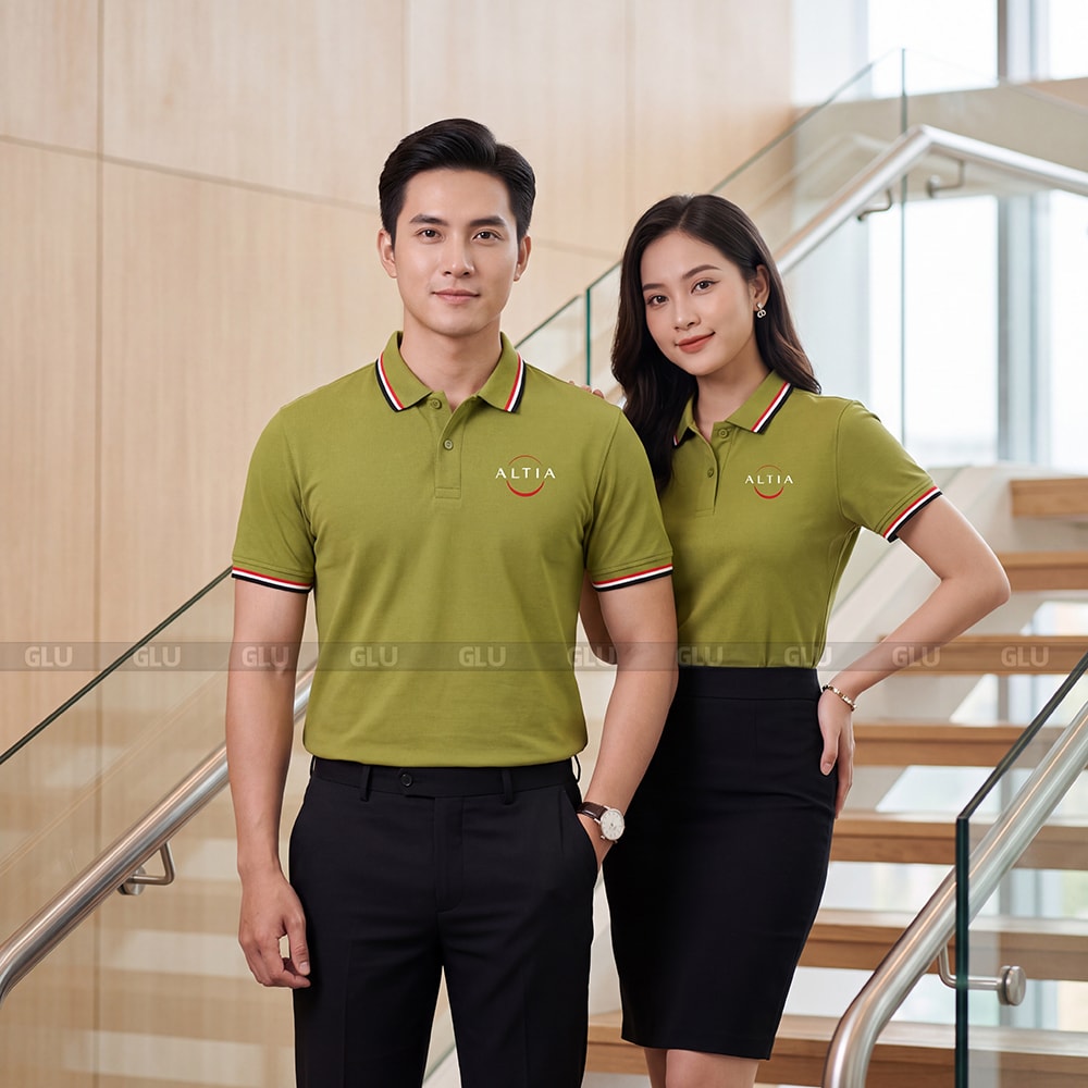 Đặt áo đồng phục polo may sẵn màu xanh lá đậm PLS04031 4