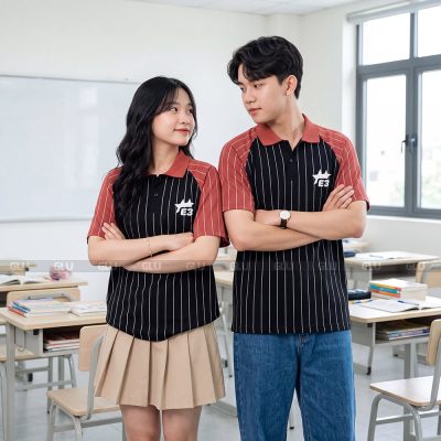 Đặt đồng phục lớp màu đen phối đỏ theo mẫu 10