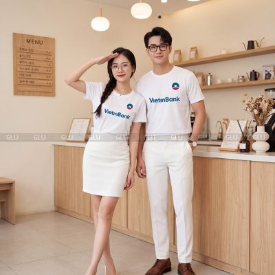 Đồng phục áo thun cổ tròn may sẵn màu trắng basic 3