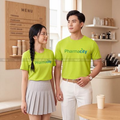 Đồng phục áo thun cổ tròn may sẵn màu xanh chuối CT01009 6