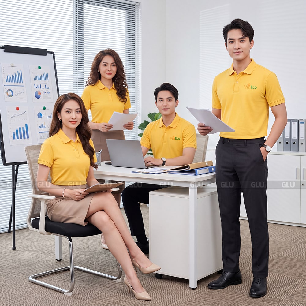 In áo polo đồng phục may sẵn màu vàng PLS01016 3