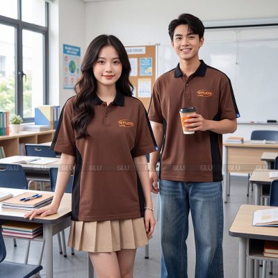 Làm áo đồng phục lớp màu nâu phối đen cá tính 7