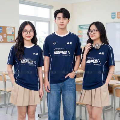 Mẫu áo phông lớp màu xanh navy dễ phối 6