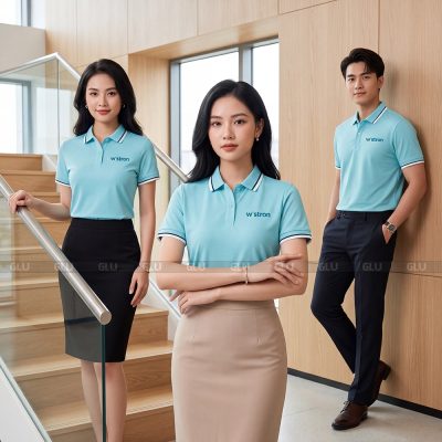 Mẫu áo polo đồng phục có sẵn màu xanh ngọc đẹp 2