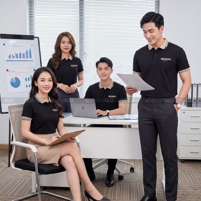 Mẫu áo polo đồng phục đẹp có sẵn màu đen sang trọng 2