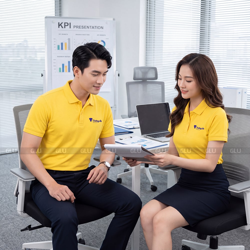 Mẫu áo polo đồng phục đẹp có sẵn màu vàng giá tốt 4