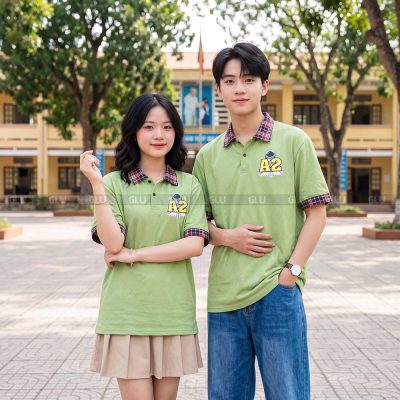 Mẫu polo lớp A2 màu xanh đẹp giá rẻ 3