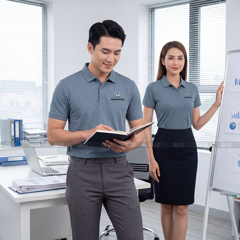 May áo polo theo yêu cầu có sẵn màu xám số lượng lớn 1