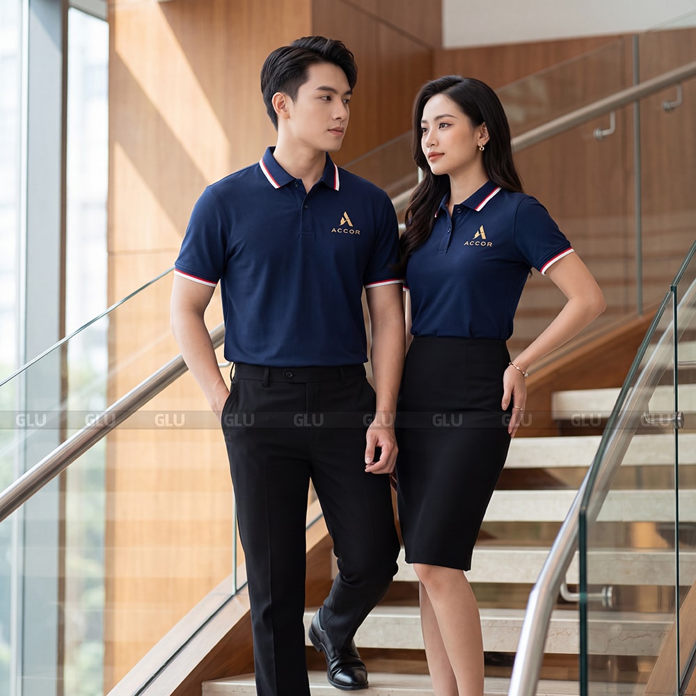 Polo đồng phục may sẵn màu xanh navy đẹp 1