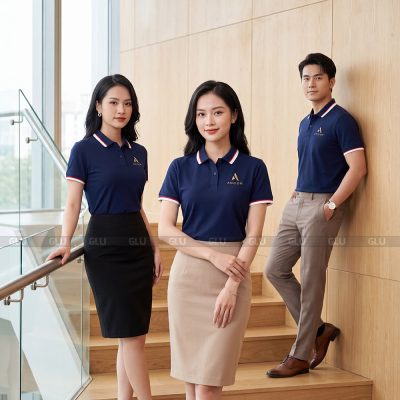 Polo đồng phục may sẵn màu xanh navy đẹp 5