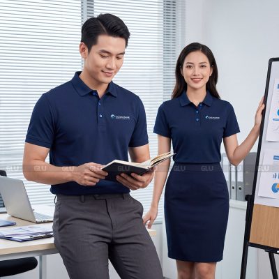 Polo đồng phục may sẵn màu xanh navy thanh lịch 2